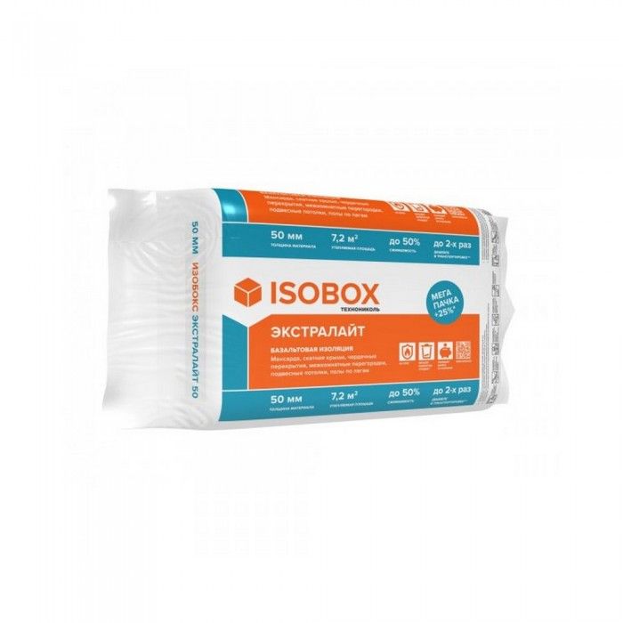 Утеплитель ISOBOX Экстралайт 35 базальтовая плита 1200х600х100мм (компрессия 50%)